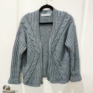 Woolrich Interlaken Full Zip Wool Blend Cable Stitch Sweater